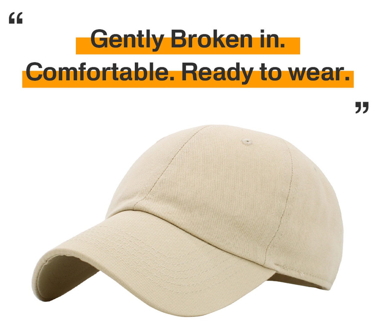 Ivory Low Profile Baseball Caps Front Side View